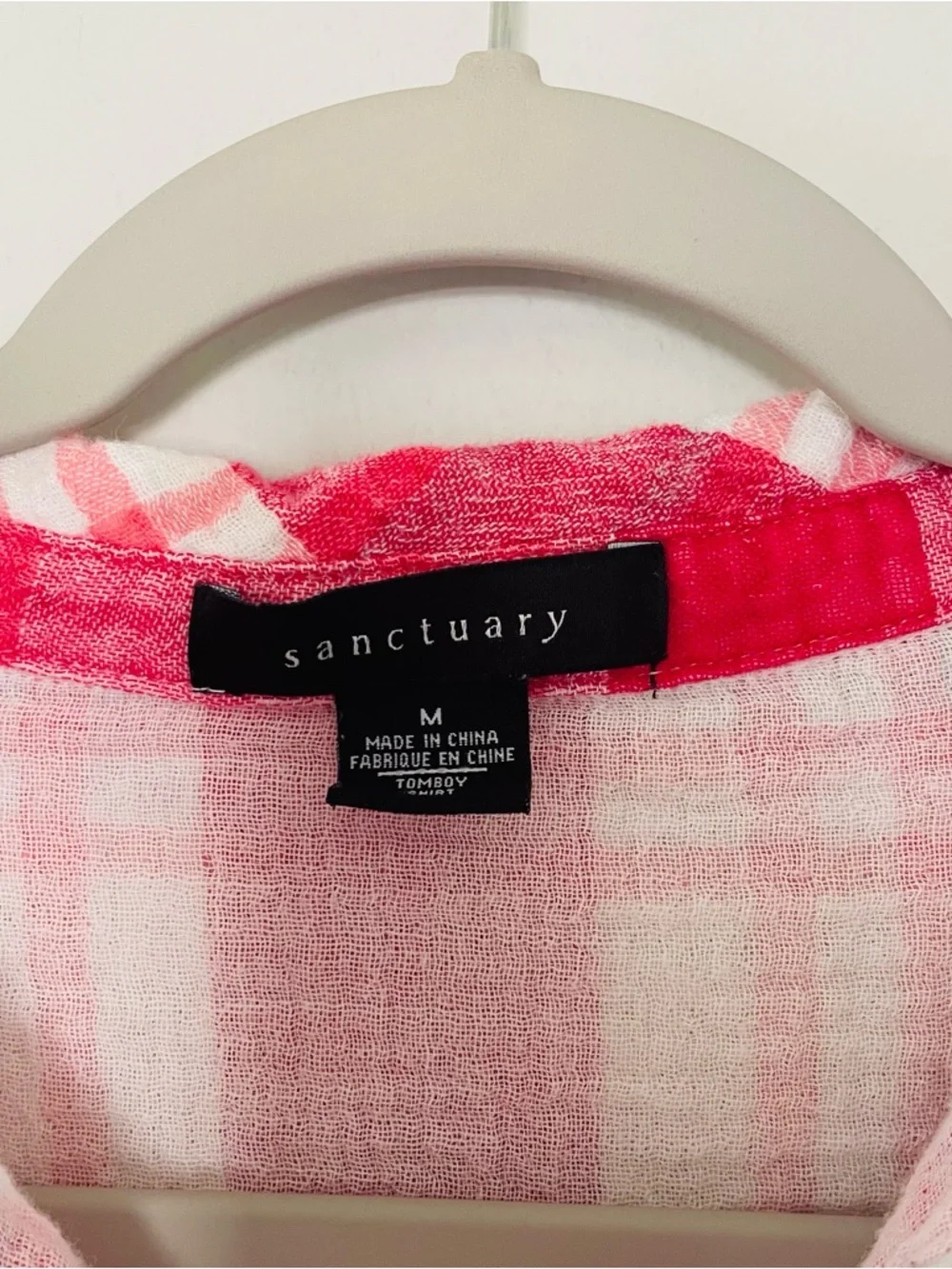 Sanctuary Pink and White Lightweight Plaid Shirt - Picture 4 of 9